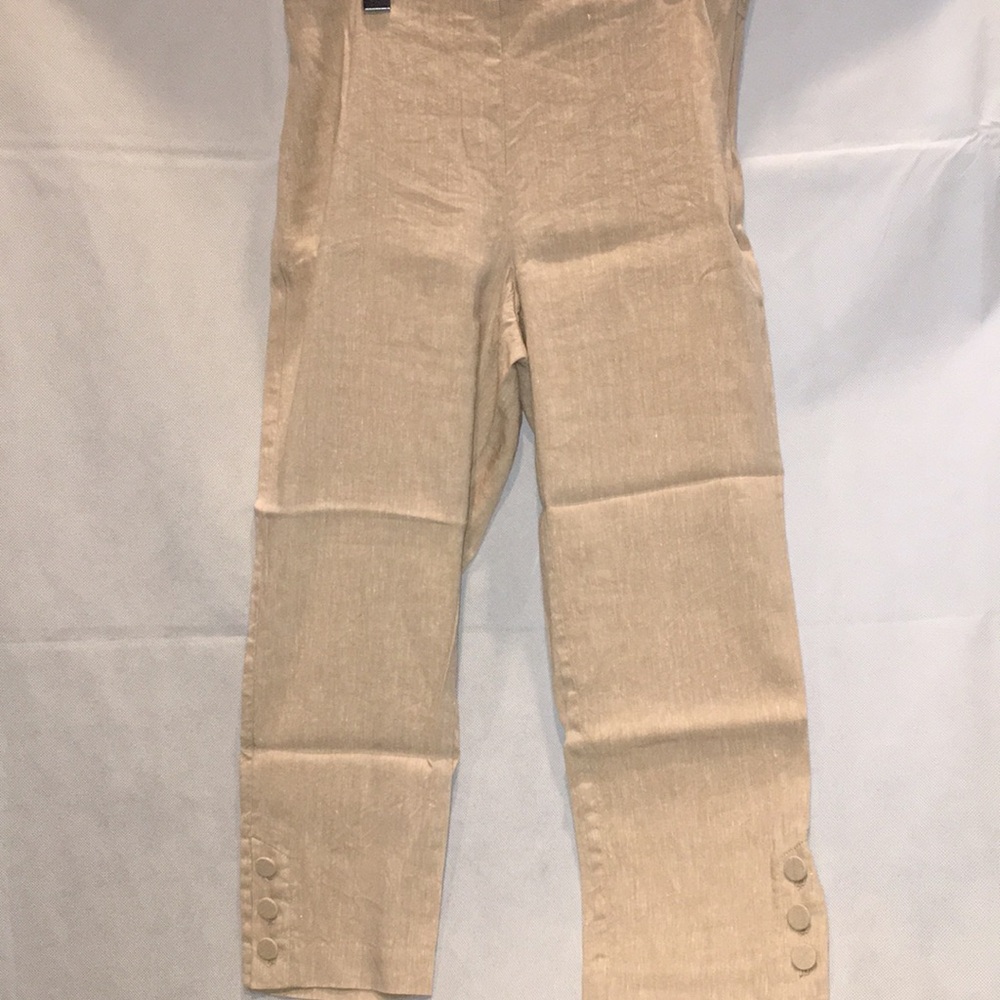 J Jill Linen Stretch Capri Pants | Beige | Size SP